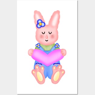 Cute pink rabbit Posters and Art